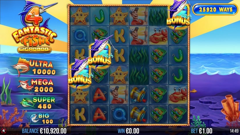 4 Fantastic Fish Gigablox slot screen 2