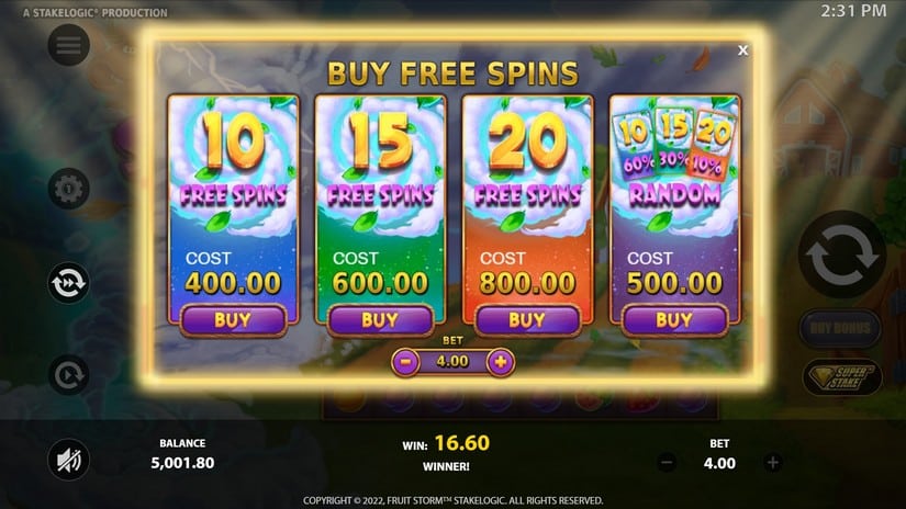 Fruit Storm slot screen 3