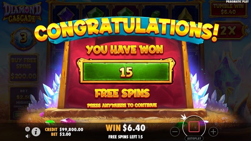 Diamond Cascade slot screen 4