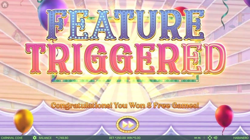 Carnival Cove slot screen 3