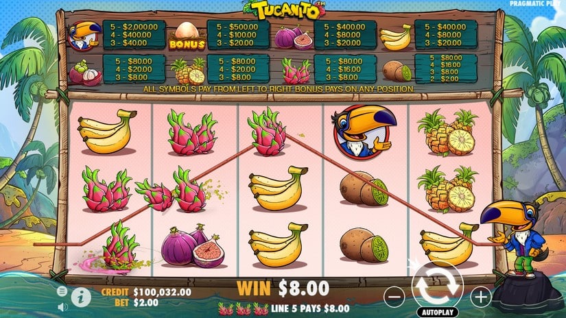 Tucanito slot screen 3