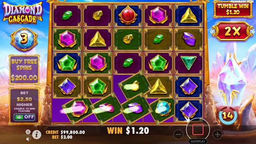 Diamond Cascade slot screen 3