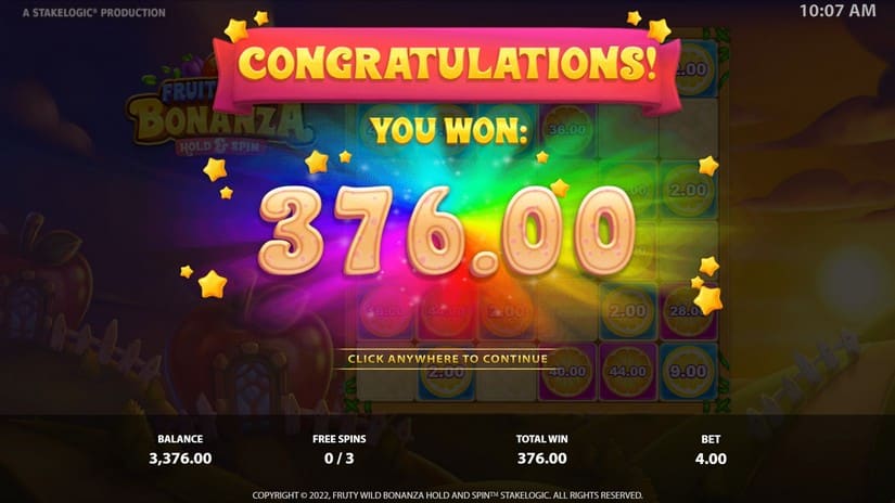 Fruity Wild Bonanza Hold & Spin slot screen 5
