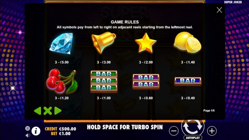 Super Joker slot screen 2