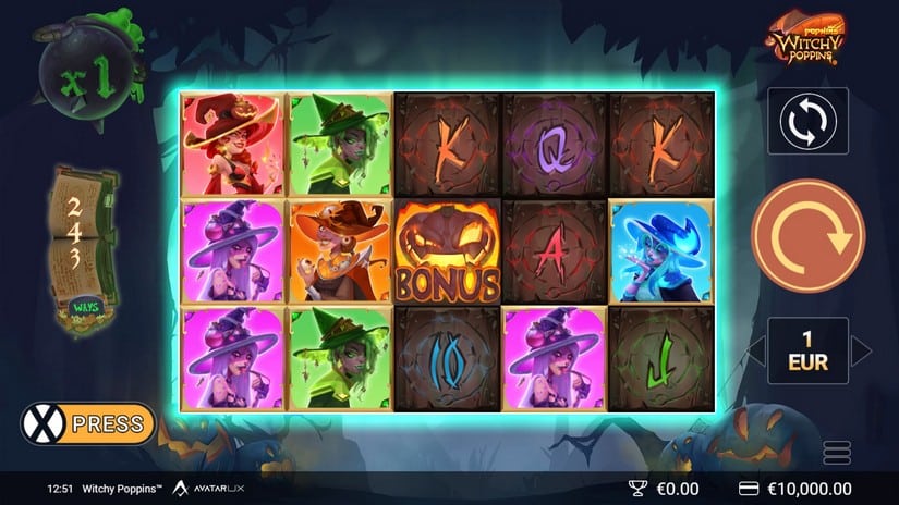 WitchyPoppins slot screen 1