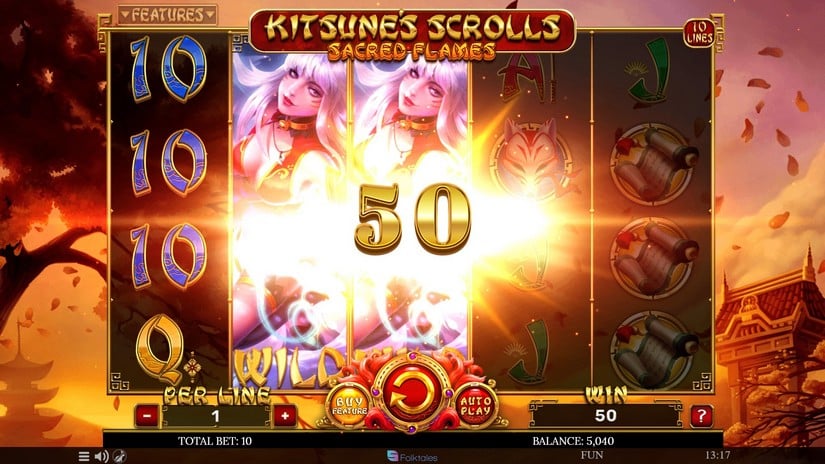 Kitsune’s Scrolls Sacred Flames slot screen 2