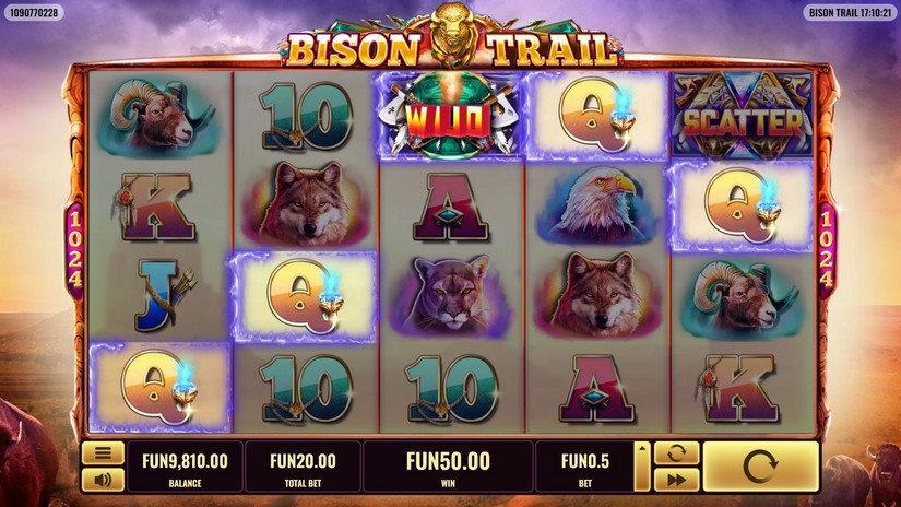 Bison Trail slot screen 3