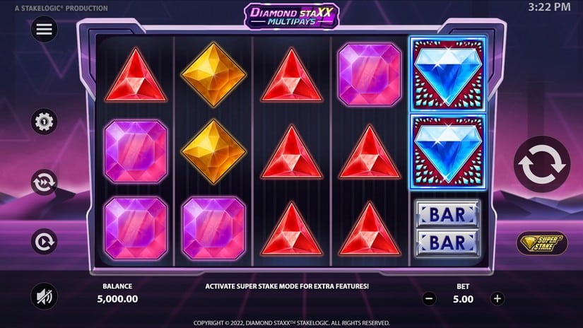 Diamond Staxx Multipays slot screen 1