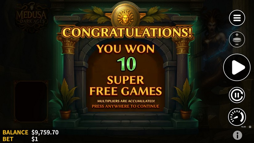 Medusa Dark Ages slot screen 3
