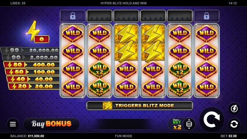 Hyper Blitz Hold and Win slot screen 1