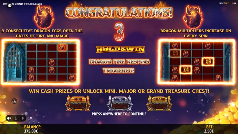Dragonfire Chamber of Gold slot screen 4