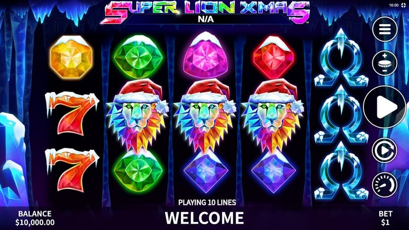 Super Lion Xmas slot screen 1