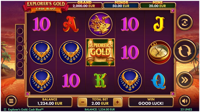 Explorer’s Gold Cash Blast slot screen 1