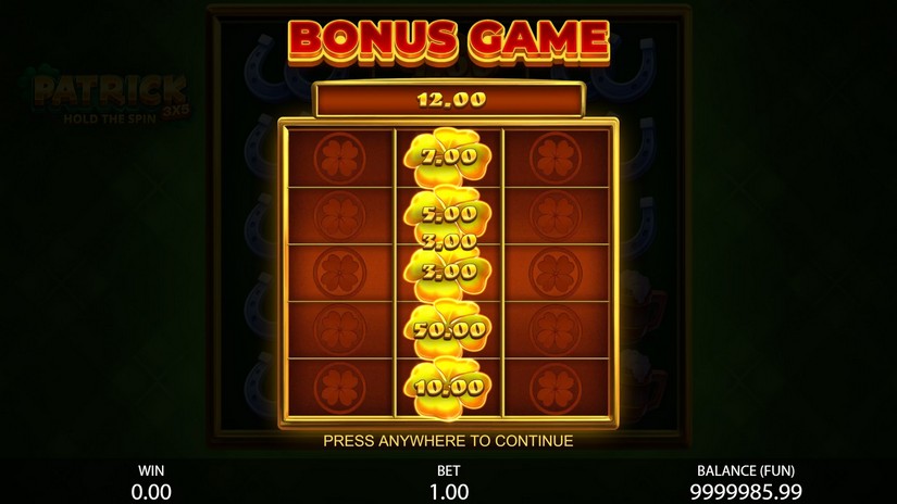 3×5 Patrick: Hold the Spin slot screen 3