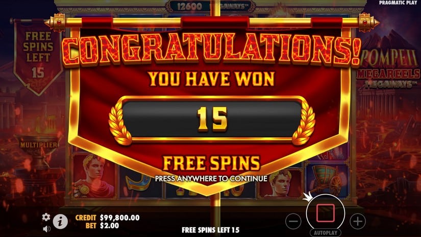 Pompeii Megareels Megaways slot screen 3