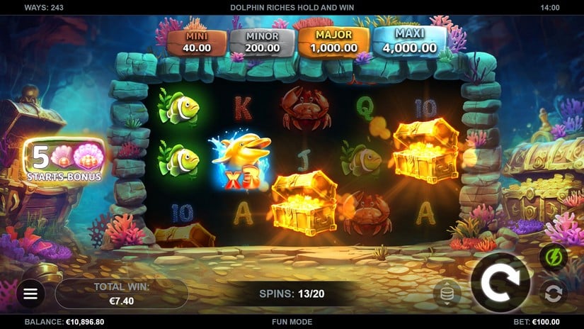 Dolphin Riches Hold and Win slot screen 4