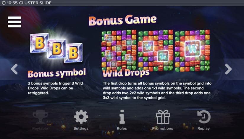Cluster Slide slot screen 7