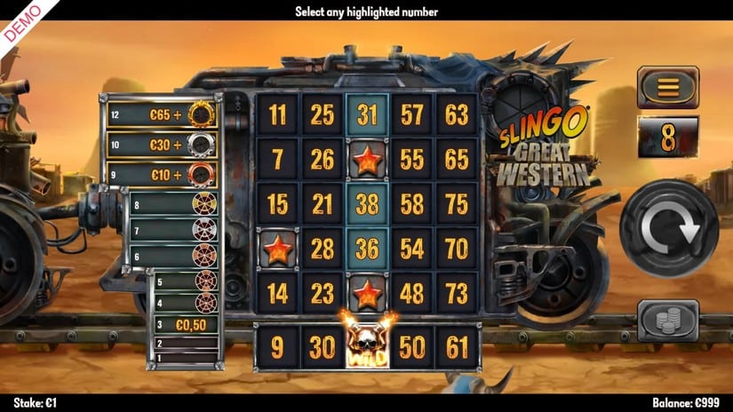Slingo Great Western slot screen 3