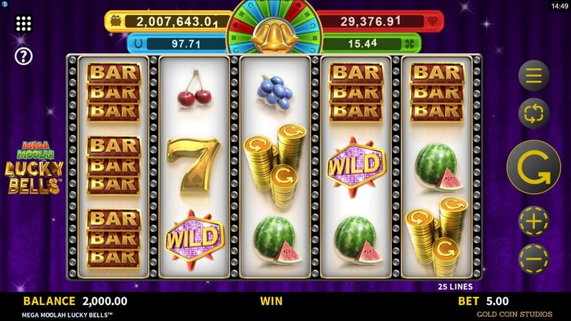 Mega Moolah Lucky Bells slot screen 1