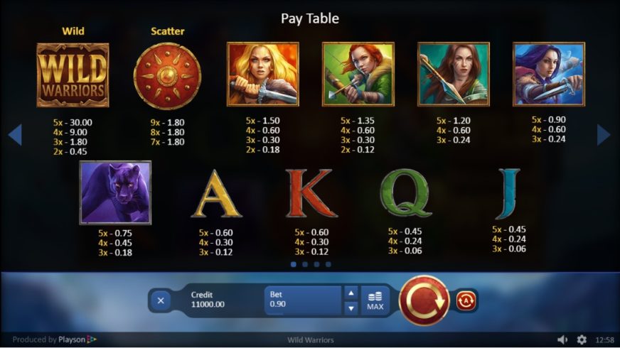 Wild Warriors slot screen 2