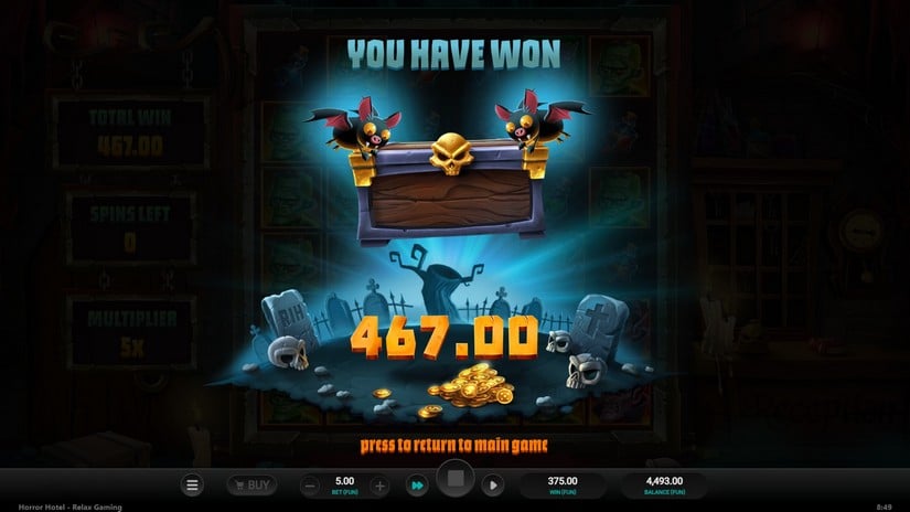 Horror Hotel slot screen 8