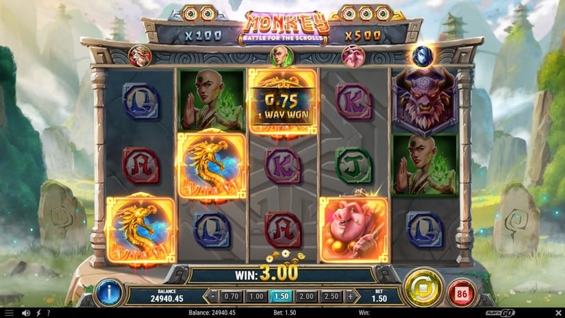 Monkey: Battle for the Scrolls slot screen 4