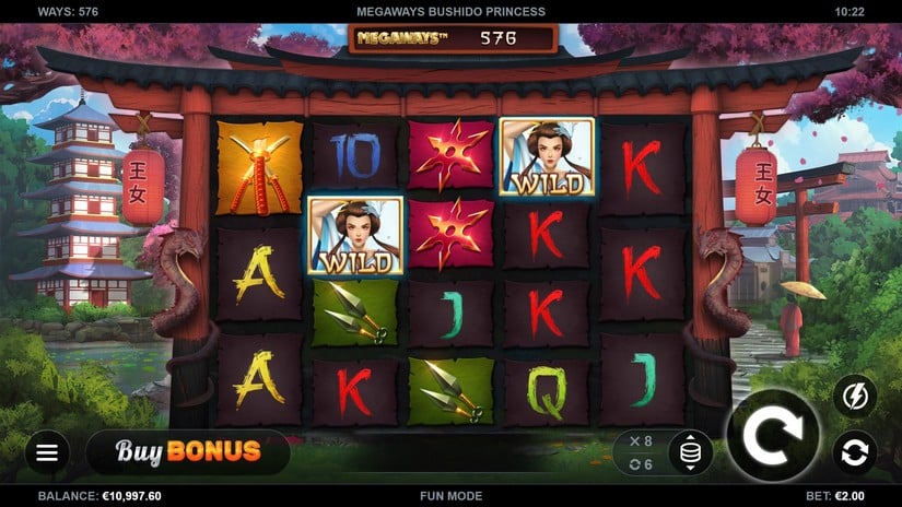 Bushido Princess Megaways slot screen 1