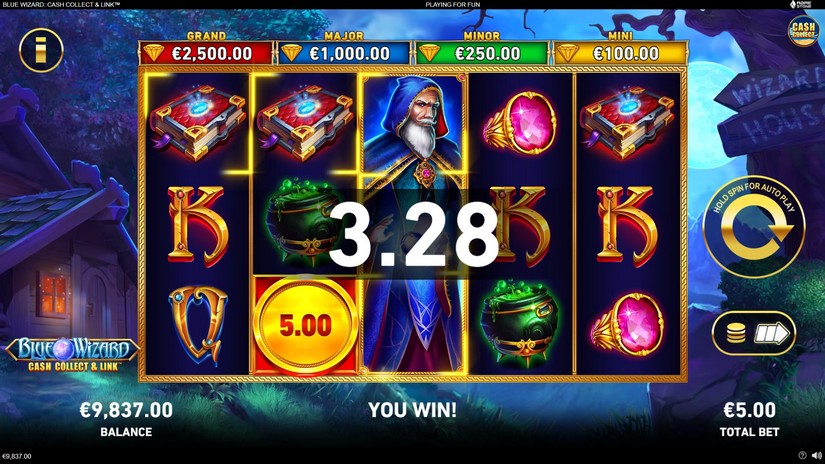 Blue Wizard Cash Collect & Link slot screen 2