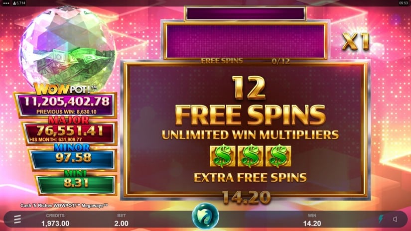 Cash ‘N Riches WowPot Megaways slot screen 4