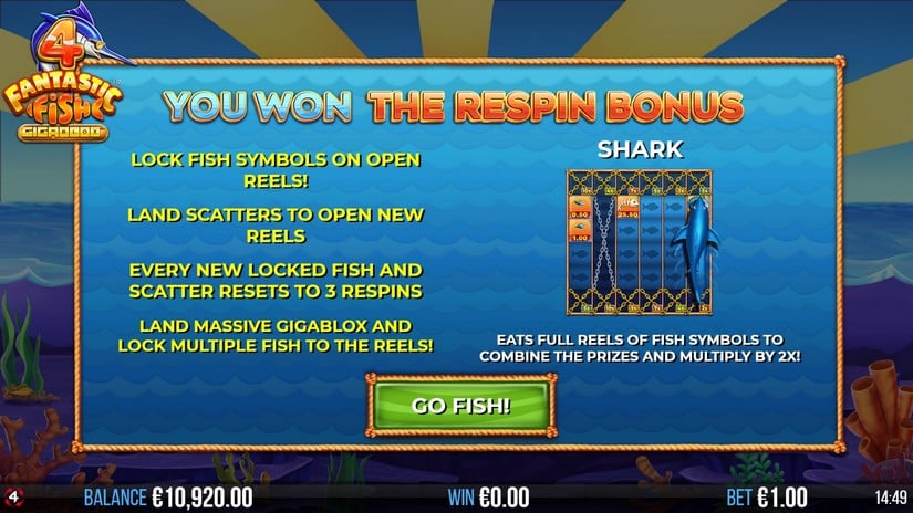4 Fantastic Fish Gigablox slot screen 3