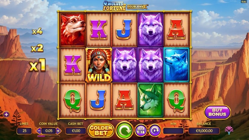 4 Wolves of Fortune DoubleMax slot screen 1