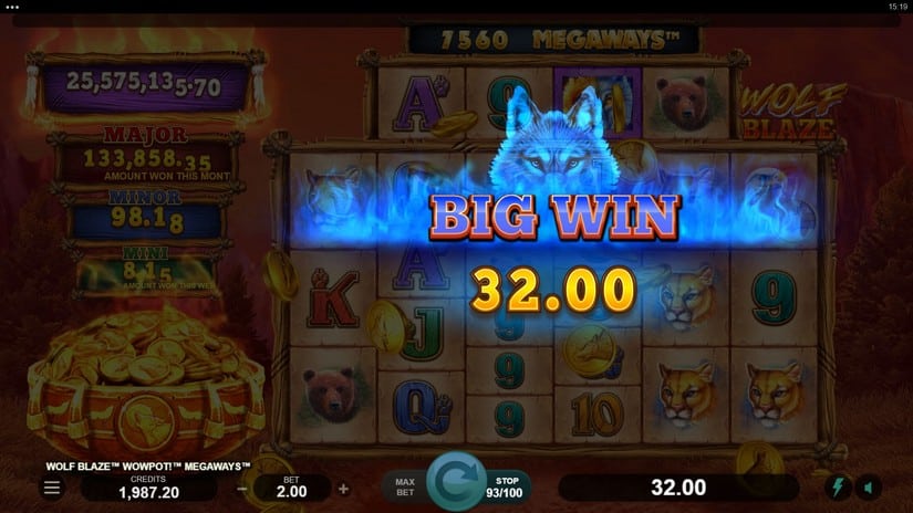 Wolf Blaze WOWPOT! Megaways slot screen 4