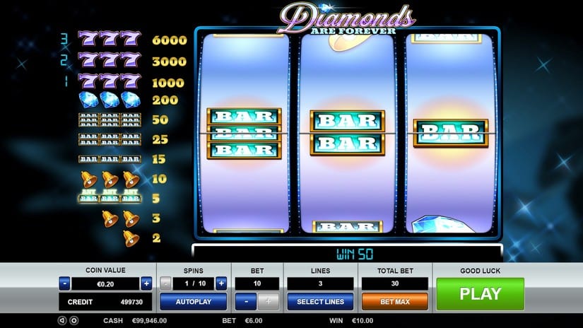 Diamonds are Forever 3 Lines slot screen 4