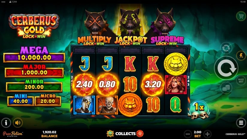 Cerberus Gold slot screen 2