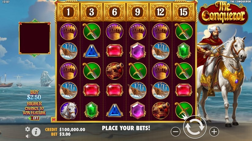 The Conqueror slot screen 1