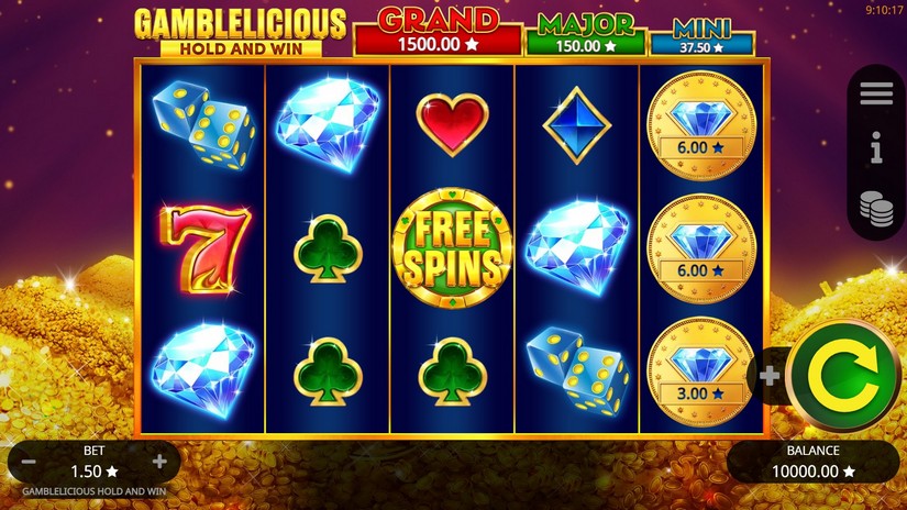 Gamblelicious Hold and Win slot screen 1