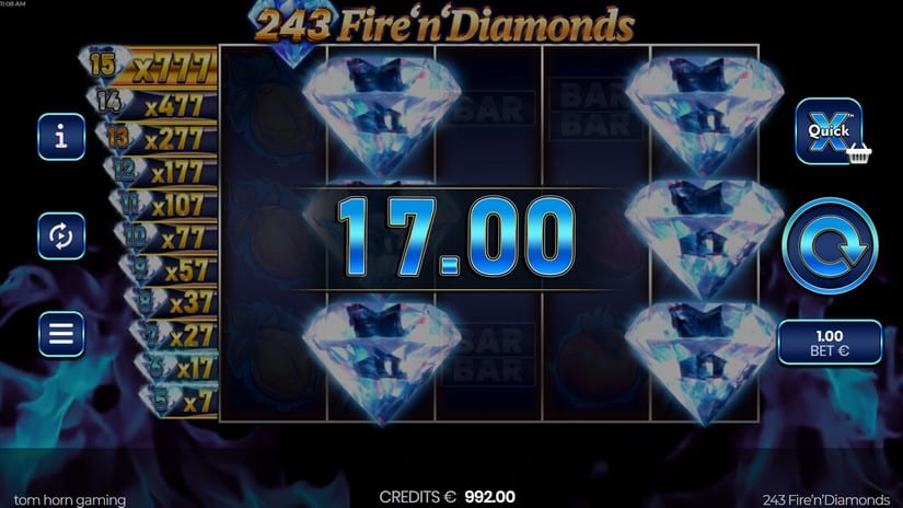 243 Fire’n’Diamonds slot screen 2