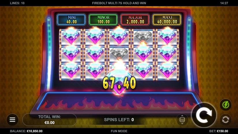 Firebolt Multi 7s Hold and Win slot screen 4
