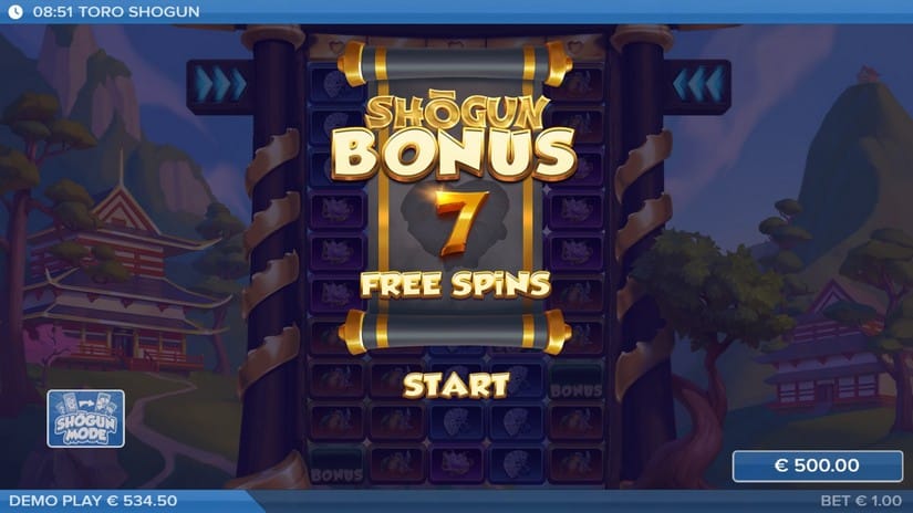 Toro Shogun slot screen 3