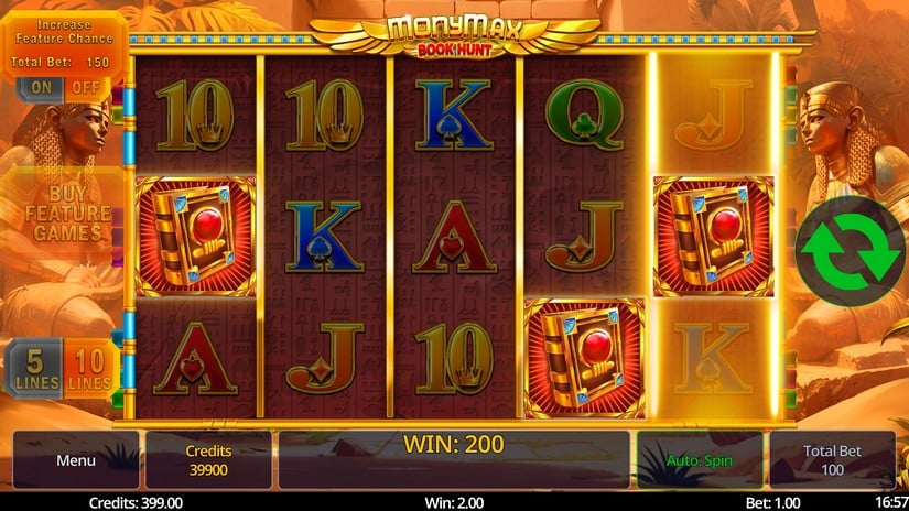 MonyMax Book Hunt slot screen 2