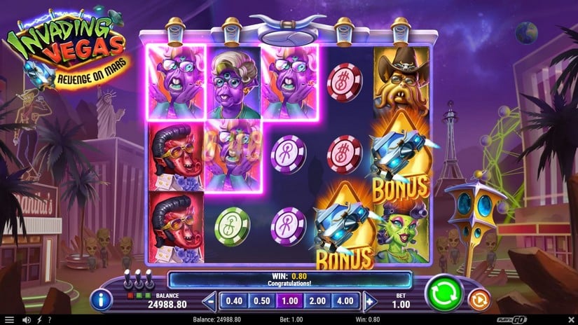 Invading Vegas Revenge on Mars slot screen 3
