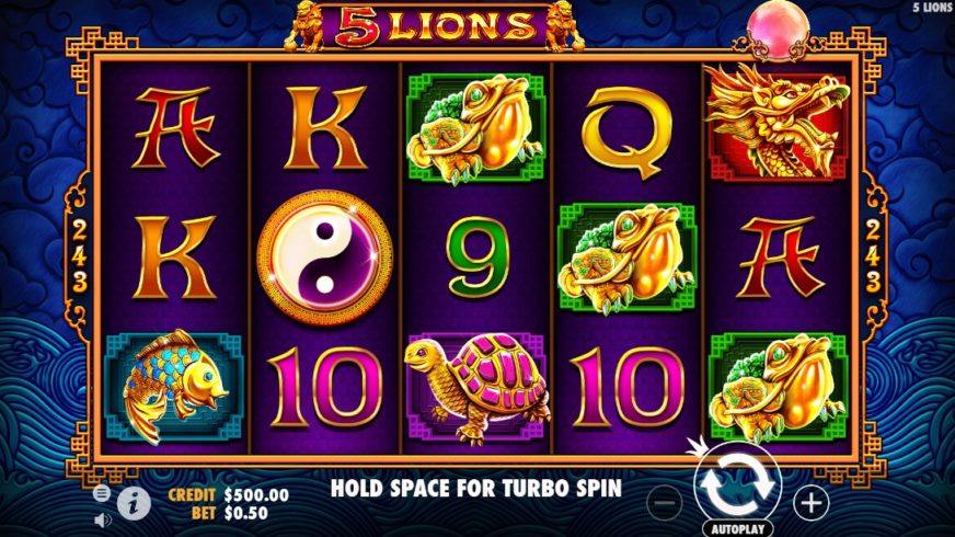 5 Lions slot screen 1