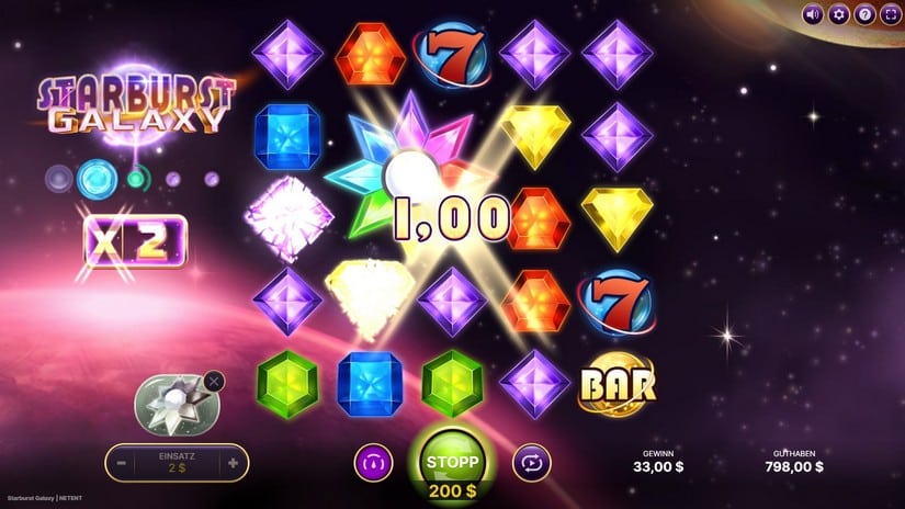 Starburst Galaxy slot screen 4