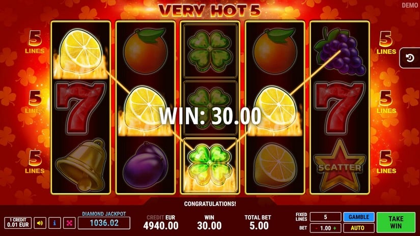 Very Hot 5 slot screen 3