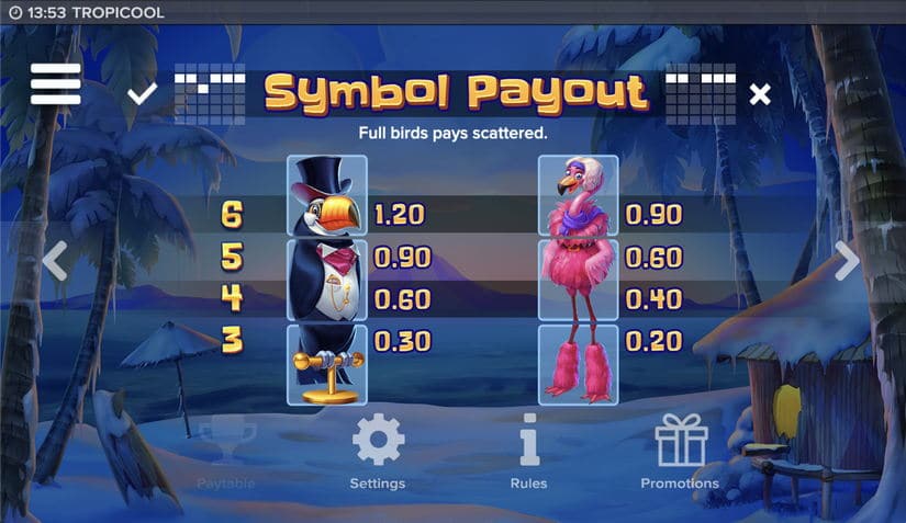 Tropicool slot screen 9