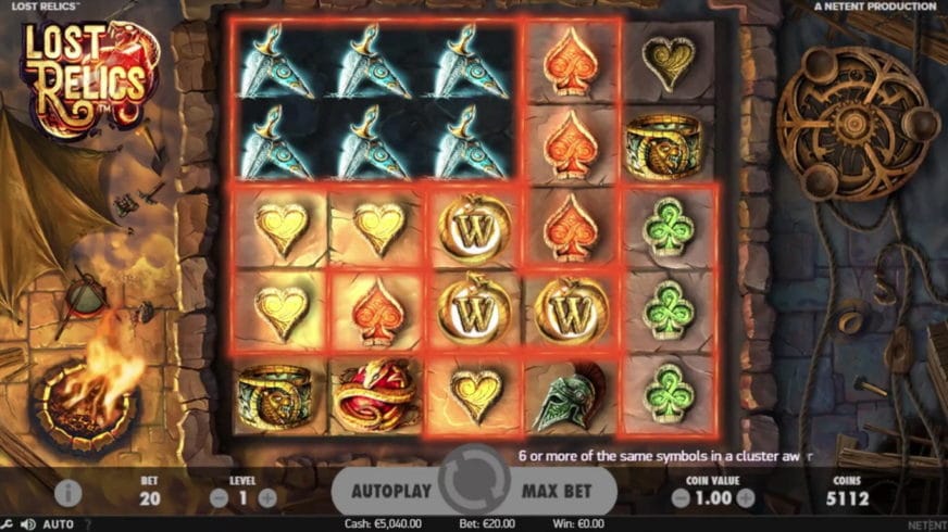 Lost Relics slot screen 2