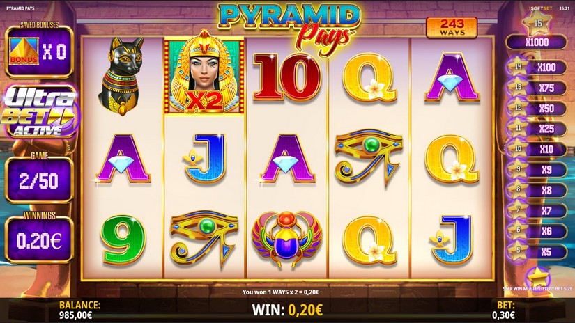 Pyramid Pays slot screen 2