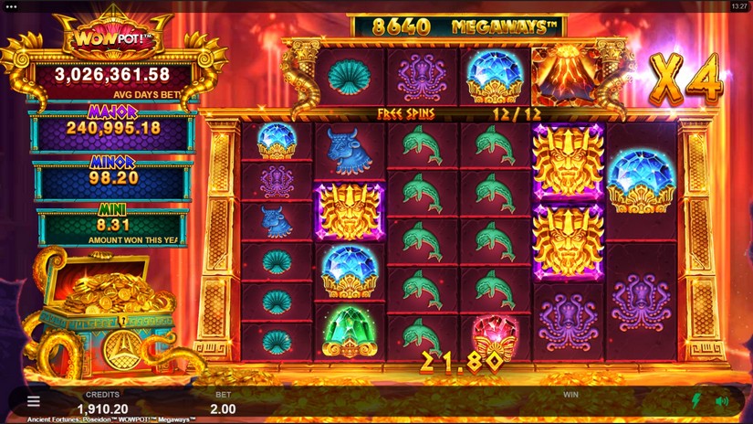 Ancient Fortunes Poseidon WowPot Megaways slot screen 5
