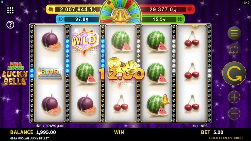 Mega Moolah Lucky Bells slot screen 2