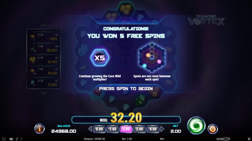 Diamond Vortex slot screen 5